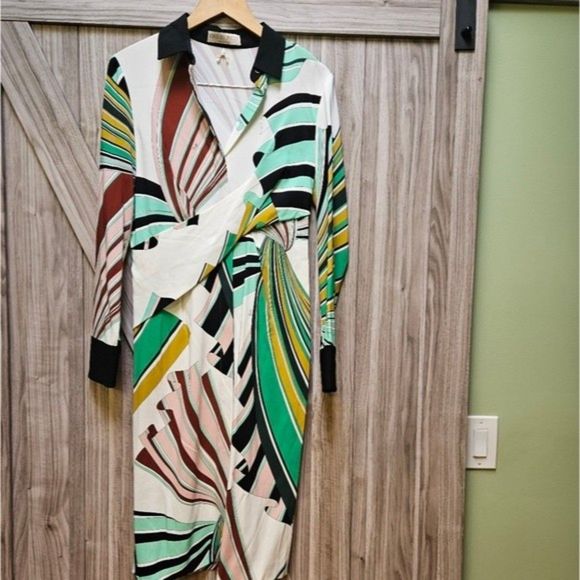 Emilio Pucci Printed Collar Dress Multicolor Viscose Multiple Colors - Picture 2 of 12